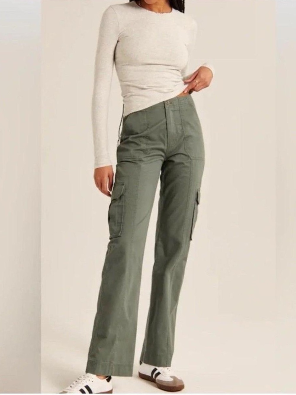 Abercrombie & Fitch Curve Love Olive Green Cargo Utility Pants Size 25/0